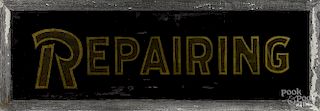 Reverse painting on glass Repairing trade sign, late 19th c.