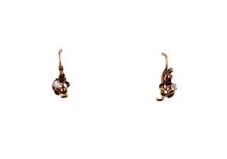 Pair Victorian Rose Gold & Diamond Earrings