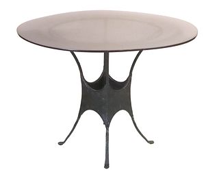Modern Metal and Glass Top Occasional Table