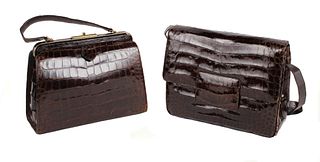 Vintage Brown Crocodile Handbag