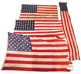 Four Vintage American Flags