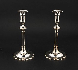 Pair of Stainless Steel Push-Up Candlesticks