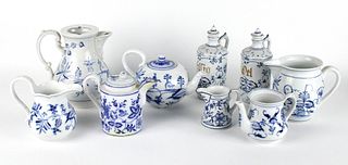 Nine Blue and White Porcelain Table Articles