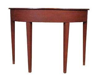 Red Stained Demi-Lune Pier Table