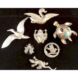 Sterling Silver Animal Brooches from Danecraft and Others