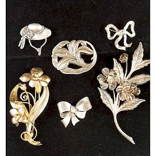 Jewelart and Carl-Art Bow and Floral Brooches in Sterling Silver PLUS