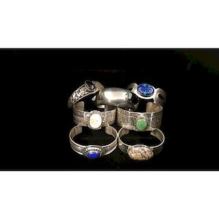 Wide Sterling Silver Cuff Bracelets with Stones