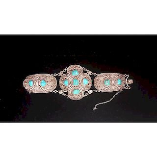 Canetille Bracelet in Silver with Turquoise
