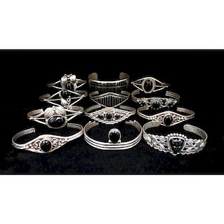 Sterling Silver and Black Onyx Cuff Bracelets