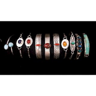 Tom Willete and Manygoats Sterling Silver Bracelets with Stones