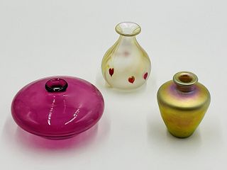 Set of 3 Art Glass Vases by Correia Art Glass, Signed & Dated