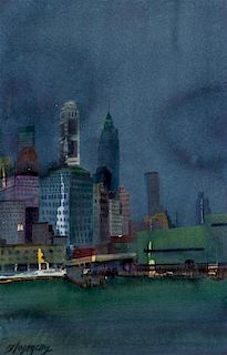 * Burhan Dogancay, (Turkish, 1929-2013), New York Skyscrapers, 1962