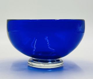 Cobalt Blue Art Glass Bowl by Correia Glass, Signed & Dated