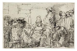 Rembrandt van Rijn, (Dutch, 1606-1669), Christ seated disputing with the doctors, 1654