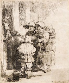 * Rembrandt van Rijn, (Dutch, 1606-1669), Beggars Receiving Alms at the Door of a House