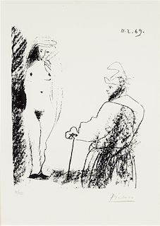 Pablo Picasso, (Spanish, 1881-1973), Femme Nue et Homme a la Canne (from Picasso - dessins 27.3.66 to 15.3.68)
