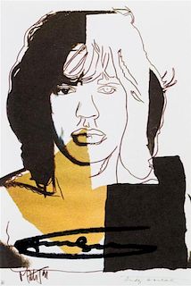 Andy Warhol, (American, 1928-1987), Mick Jagger, 1975 (set of ten announcement cards with cover published by Castelli Graphic