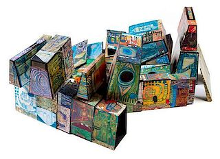 Friedensreich Hundertwasser, (Austrian, 1928-2000), Les hauteurs de machu picchu (Nest of boxes), 1967