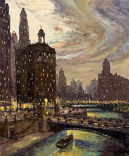 Robert Lebron, (American, b. 1928), Chicago Bridges, 1968