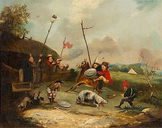 * Attributed to William Hunt, (British, 1790-1864), Pig Chase