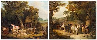 John Frederick Herring, Sr., (British, 1795-1865), The Farmyard and The Timber Wagon, 1840 (a pair of works)