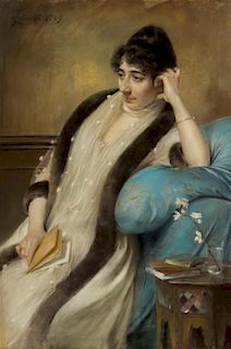 Carl Froschl, (Austrian, 1848-1934), Noblewoman Chez Elle, Reclining, 1889