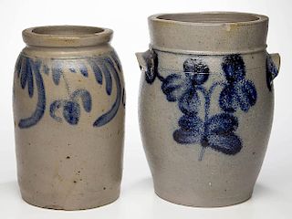 BALTIMORE, MARYLAND DECORATED STONEWARE JARS, LOT OF TWO