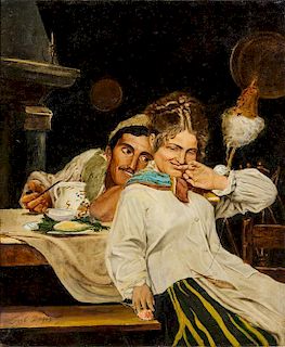 Jose Denis Belgrano, (Spanish, 1844-1917), Flirting, 1895