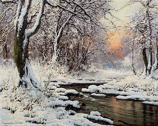 Laszlo Neogrady, (Hungarian, 1896–1962), Winter Landscape
