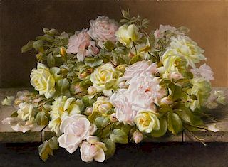 * Raoul Mauchert de Longpre, (French, 1859-1911), Still Life of Roses