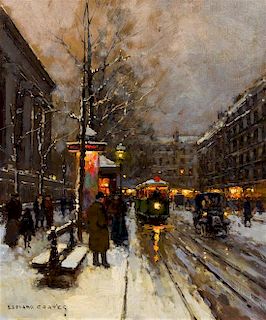 Edouard Leon Cortes, (French, 1882–1969), The Madeleine, in Snowfall