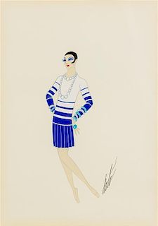 Erte (Romain de Tirtoff), (French, 1892-1990), Le Train Blue, Coco Chanel