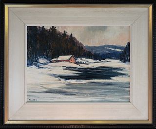 OIL PAINTING OF SNOW SCENERY WITH SIGNATURE