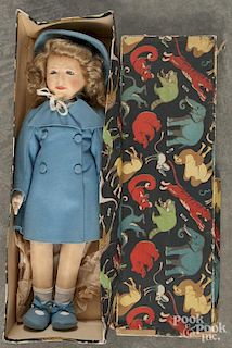 Vintage Chad Valley felt Queen Elizabeth doll, in the original box, 20 1/2'' h.