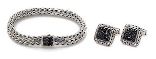 A Collection of Sterling Silver and Black Sapphire "Classic Chain" Jewelry, John Hardy, 35.50 dwts.