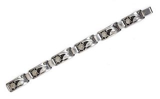 A Sterling Silver and Moonstone Bracelet, Georg Jensen USA, 15.30 dwts.