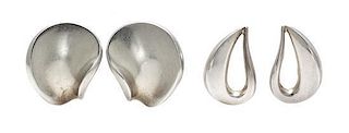 A Collection of Modernist Sterling Silver Earclips, Georg Jensen, 14.10 dwts.