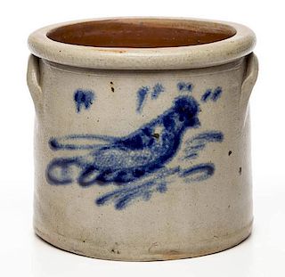 AMERICAN DECORATED STONEWARE BUTTER CROCK