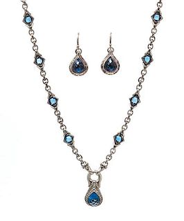 A Collection of Sterling Silver and Blue Topaz Jewelry, Scott Kay, 55.00 dwts.
