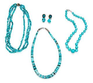 A Collection of Turquoise Bead Jewelry,