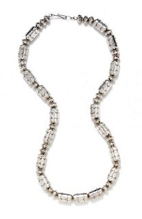 * A Silver Bead Necklace, Native American, 62.60 dwts.