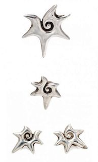 A Silver Starfish Motif Parure, William Spratling, Circa 1940's, 25.10 dwts.
