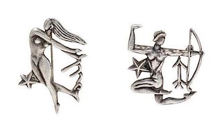 A Collection of Silver Zodiac Brooches, Margot de Taxco, 7.60 dwts.