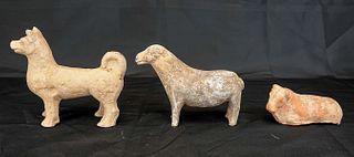 POTTERY CARVED THREE ANIMALS