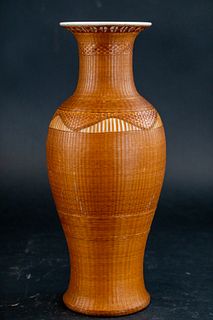 PORCELAIN VASE WITH BAMBOO WEAVED