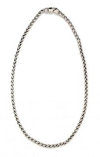 A Sterling Silver Wheat Chain Necklace, David Yurman, 16.90 dwts.