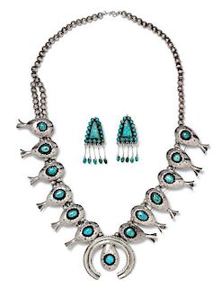 A Collection of Silver and Turquoise Jewelry, Native American, 147.90 dwts.