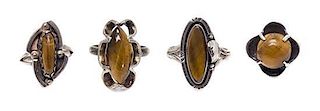 A Collection of Silver and Tiger's Eye Rings, 12.90 dwts.