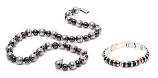 A Collection of Silver, Hematite, and Multigem Jewelery, Mexico, 97.50 dwts.