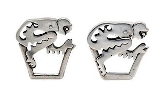 A Pair of Sterling Silver Monkey Motif Key Rings, "Sigi" Sigfrido Pineda, 33.90 dwts.